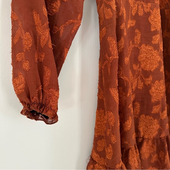 Gauze Floral Patterned Boho 3/4 Sleeve Mini Dress Girls - Picture 3 of 12